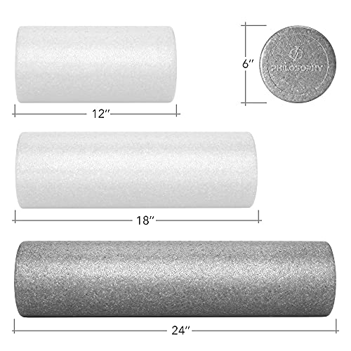 Philosophy Gym 24" High-Density Foam Roller for Exercise, Massage, Muscle Recovery - Round, Gray - color: Gray, size: 24 Inch