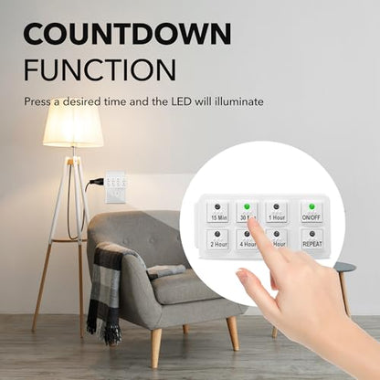 BN-LINK 2 Pack Indoor Countdown Timer with Repeat Function, 3-Prong - style: 2 Pack