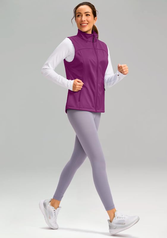 Soothfeel Women's Vest with 4 Pockets Lightweight Jacket Hiking Travel - color: Hot Pink, size: XX-Large