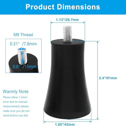 Rubber Furniture Legs Riser, 2.5"/63mm, 4Pcs - size: M8 ×15