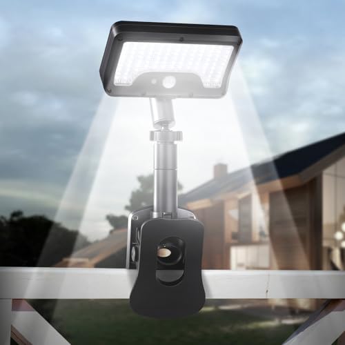 Clip On Solar Motion Lights Outdoor,360°Rotatable Fence Lights(1Pack,6000K) - color: Black, size: 1 Pack