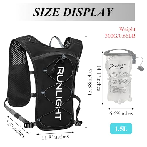 Runlight Running Vest for Women Men Lightweight Hydration Backpack Pack with 1.5L Water Bladder Bag Hydro Daypack for Hiking,Trail,Skiing,Camping,Cycling,Race,Marathon - color: Black-2