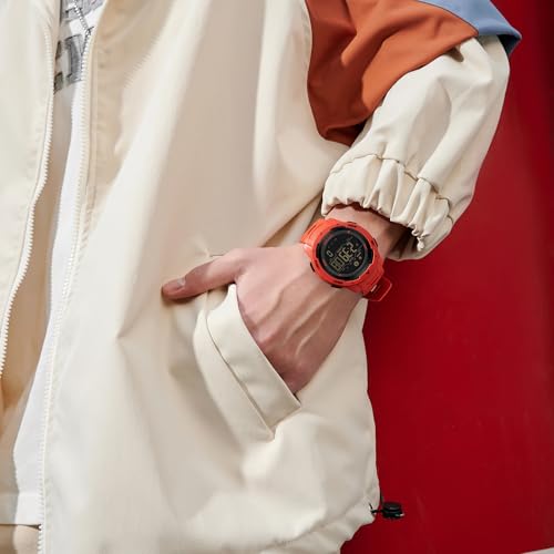 FANMIS Men's Digital Outdoor Sports Watch Pedometer Watch Water Resistant - color: X Red