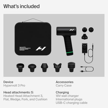 Hyperice Hypervolt 3 Pro Percussion Massage Gun Heated Head Carry Case