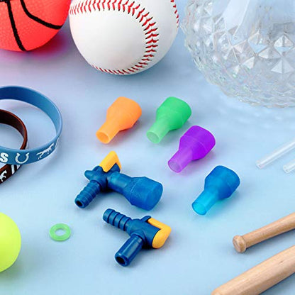 Skylety 8 Pieces Bite Valve Replacement Silicone Mouthpieces for Most Brands with 2 Pieces Shut Off Valve and Tube O Ring for Hydration Pack Bladder (Green, Orange, Blue, Purple)