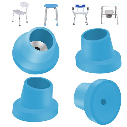 4 Pcs Replacement Feet for Bath Chair Shower Chair Leg Caps Heavy Duty Replacement Feet for Shower Chair Bath Seat (Blue, 1-1/8") - color: Blue