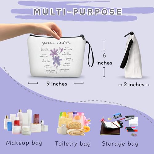 Christian Floral Bible Verse Inspirational Gifts Makeup Bag for Women - color: Christian-4