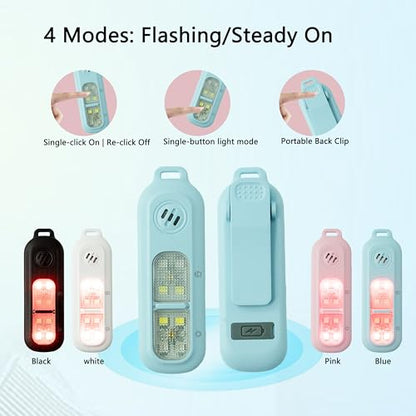 130DB Rechargeable Personal Alarm | One-Button Alarm | 4 Flash Light Modes | Equipped with a Back Clip | Free Keychain Included | Ideal for Women, Kids and the Elderl（White） - color: White
