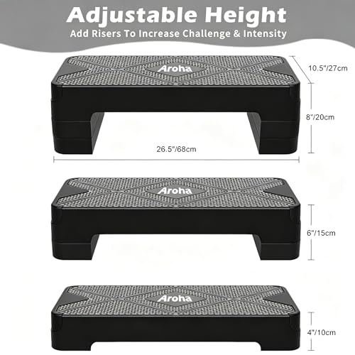 Aerobic Step Platform, Non Slip Adjustable Height Step Trainer - color: Black