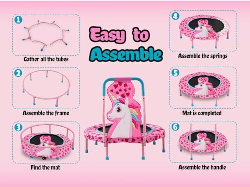 SSLine No-Gap 36'' Trampoline for Kids Toddler with Safety Pad, 36 inch Mini Trampoline with Heavy Duty Frame Indoor, Small Trampolines Max Load 220lbs, Gifts for Boys and Girls - color: Pink