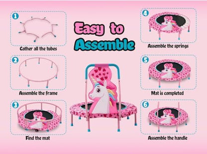 SSLine No-Gap 36'' Trampoline for Kids Toddler with Safety Pad, 36 inch Mini Trampoline with Heavy Duty Frame Indoor, Small Trampolines Max Load 220lbs, Gifts for Boys and Girls - color: Pink