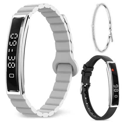 Efolen Smart Bracelet for Women,Ultralight Fitness Tracker Smart Wristband with Heart Rate/Blood Oxygen/Sleep Monitor/Pedometer,Slim Smartwatch for Android iPhone,Activity Tracker,2 Band,Silver - color: Silver
