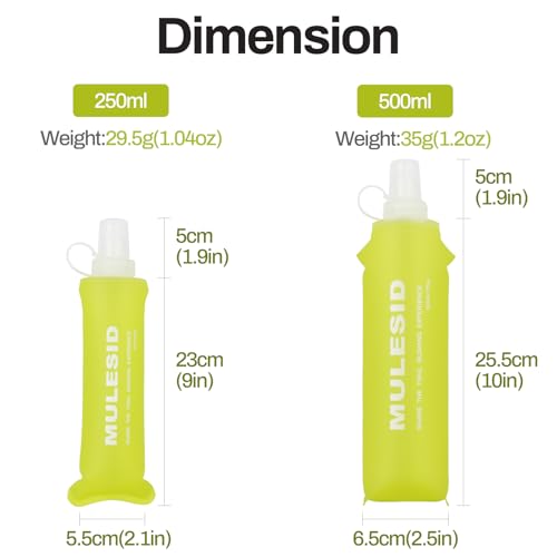 Soft Flask Running Bottles Collapsible Water Bottle Foldable for Traveling Running Vest Collapse Hydration TPU 500ml for Runner (500ml-Pack of 2) - color: 500ml-2pcs