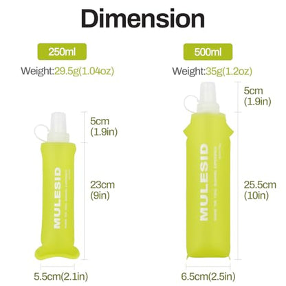 Soft Flask Running Bottles Collapsible Water Bottle Foldable for Traveling Running Vest Collapse Hydration TPU 500ml for Runner (500ml-Pack of 2) - color: 500ml-2pcs