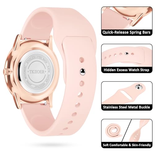 TKIIOER Nurse Watch for Nurse Medical Professionals Students Women Men, 50M Waterproof 12/24 Hour Military Time Luminous Easy Read Dial, Second Hand Watch for Nursing - color: Rose Pink