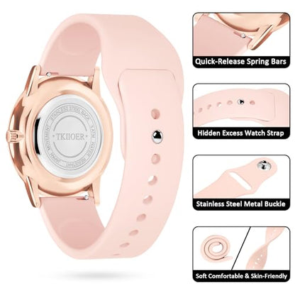 TKIIOER Nurse Watch for Nurse Medical Professionals Students Women Men, 50M Waterproof 12/24 Hour Military Time Luminous Easy Read Dial, Second Hand Watch for Nursing - color: Rose Pink