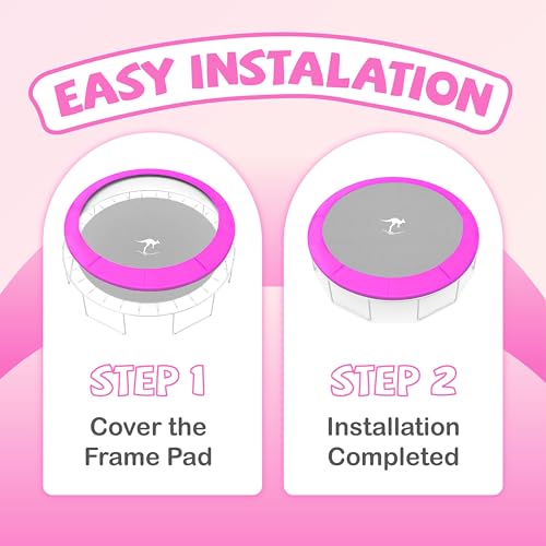Kangaroo Hoppers Universal 12/14/15FT Trampoline Repalcement Safety Pad?Waterproof Surround Spring Foam Cover for Round Frame - color: Pink
