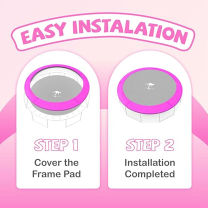 Kangaroo Hoppers Universal 12/14/15FT Trampoline Repalcement Safety Pad?Waterproof Surround Spring Foam Cover for Round Frame - color: Pink
