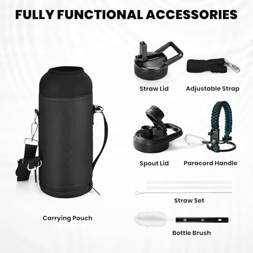 RAYMYLO Insulated Water Bottle 40 oz, Triple Wall Vacuum Stainless Steel - color: Indigo/Black, size: 40 Ounces