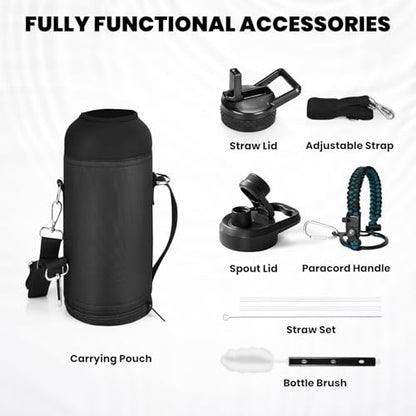 RAYMYLO Insulated Water Bottle 40 oz, Triple Wall Vacuum Stainless Steel - color: Indigo/Black, size: 40 Ounces