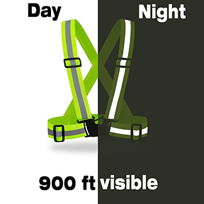 DUSKCOVE 2 Pack Hi Vis Safety Vests - Adjustable Bright Neon Color High Visibility Reflective Safety Straps Gear for Traffic Control, Running, Cycling - color: Yellow