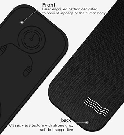 Jump Rope Mat Shockproof Exercise Skipping Mat All-Purpose Extra Thick High Density Anti-Tear Exercise Yoga Mat, Non Slip for Indoor and Outdoor - color: Black