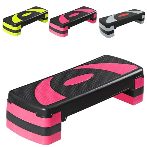 ZENY 31’’ Aerobic Step Platform, Workout Stepper with 4 Stable Risers - color: pink