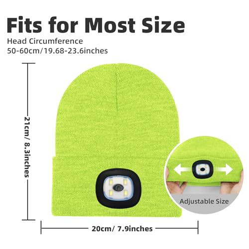 LED Beanie with Light Unisex, Gifts for Men Women, Winter Caps - color: Fluorescent Yellow