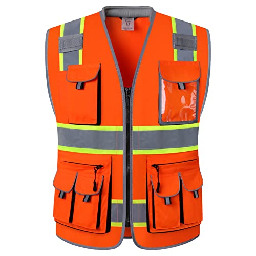 JKSafety Reflective Safety Vest for Men Cushioned Collar JK89 Orange M - color: Oranget1s1, size: Medium