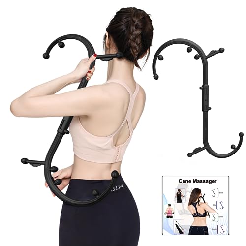 AISZG Back and Neck Massager - Massage Trigger Point Cane,Birthday Gifts for Women Men Her Him Mom,Valentines Day Gifts for Her Him Boyfriend(Black)