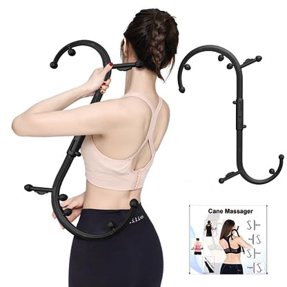 AISZG Back and Neck Massager - Massage Trigger Point Cane,Birthday Gifts for Women Men Her Him Mom,Valentines Day Gifts for Her Him Boyfriend(Black)