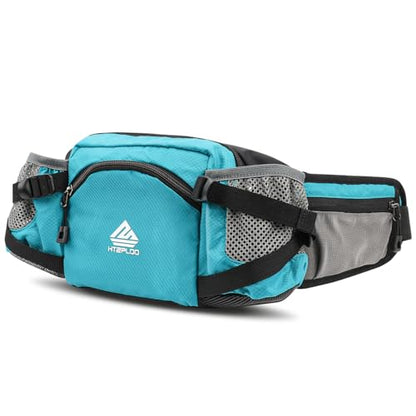 Fanny Pack Waist Bag with Water Bottle Holder for Men Women Running Hiking Travel Dog Walking Workout Cycling Outdoor (Turquoise Blue) - color: Turquoise Blue