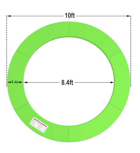 LANGXUN Universal Trampoline Repalcement Safety Pad, 8ft 10ft 12ft 14ft 15ft 16ft Waterproof Surround Spring Foam Cover for Round Frame - color: Green, size: 10ft