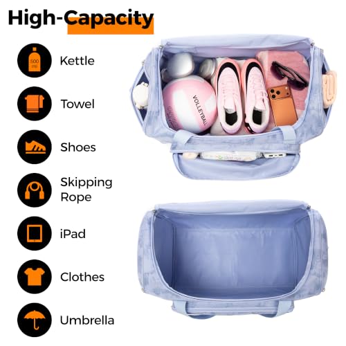 Uarition Gym Bag for Men & Women - 50L Duffle Bag for Travel, Blue Tie-Dye - color: Light Blue Tie-Dye