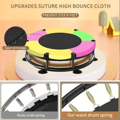 Trampoline for Kids, Full Anti-Rust 440lbs Anti-Rollover Round Bottom Toddler Trampoline, T-handrail Adjustable Baby Toddler Trampolines Dart Board - color: A4-Yellow Green Pink, size: 60