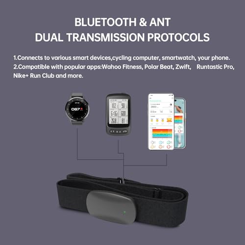 Heart Rate Monitor Chest Strap Bluetooth ANT+ IP67 Waterproof