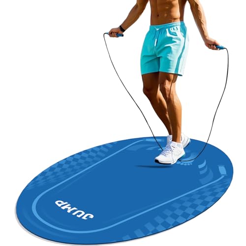 Jump Rope Mat Outdoor Indoor,Oval 52'' x 36'' Non-slip Fitness Exercise Mat - color: Navy