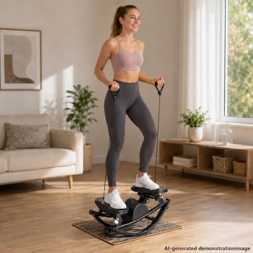 JSDMBD Rock Stepper Step Side-to-Side Lateral Rocking Fitness Stepper with Digital Monitor/Resistance Bands Machine for Home Workout