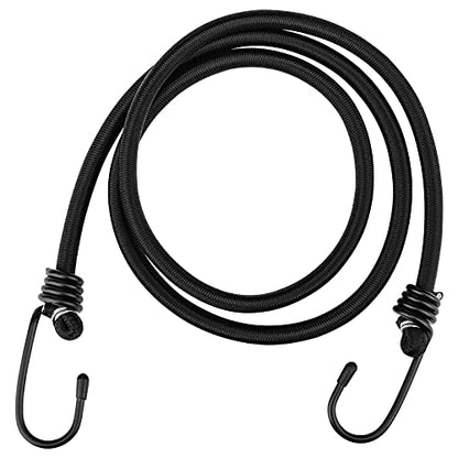 ZHOUBIN 48 inch Black Bungee Cords with Hooks, 2 Pack - color: Black