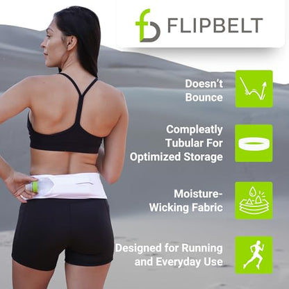 FlipBelt Classic Running Belt, Phone Holder for Running, Money Belt Pouch - color: Carbon, size: Medium