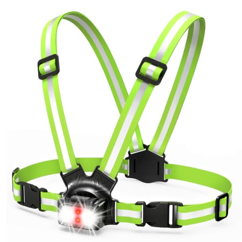 Running Chest Light [2 Color & 7 Modes] 500LM High-Visibility Reflective Running Vest Light with Adjustable 45° Beam, Waterproof Safety Light for Night Running Walking Hiking Camping Cycling Jogging - size: Front Light