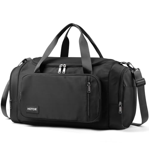 HOTOR Gym Bag, Duffle Bag with Shoe Compartment, Black 22.6x11.2x13.6 Inch - color: Black, size: 22.6" x 11.2" x 13.6"