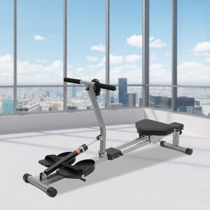 Home Rowing Machine, Foldable Rowing Exercise Machine, Compact Adjustable Hydraulic Rowing Machine with 12 Levels Resistance Adjustment, Portable LED Monitor Row Machine for Fitness