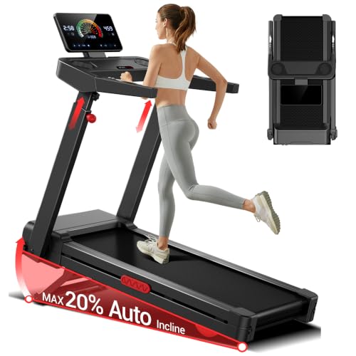 LONTEK Treadmill with Auto/Manual 20% Incline, Treadmills for Home - color: Black-red
