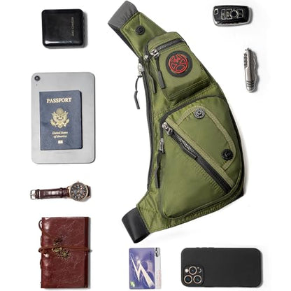 NICGID Sling Bag Chest Shoulder Backpack Crossbody Daypack for Men Women - color: Army Green-2620n