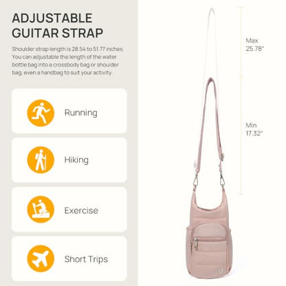 Telena Water Bottle Holder with Strap RFID Crossbody Bags for Women - color: Blush Pink