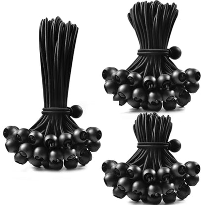 120 Pack Ball Bungee Cords 3 Sizes, 4 "6" 9" Tarp Bungee Cords with Balls Heavy Duty Tie Down Bungee Cord for Cargo Tents Camping Tent Poles, UV Resistant