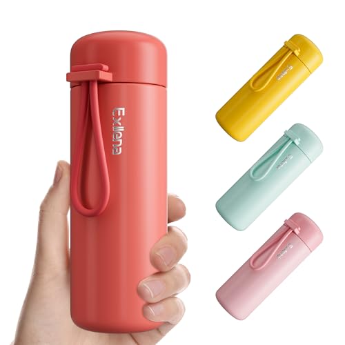 Exllena Mini Water Bottle 6.8oz/200ml, Small Insulated Water Bottle for Hot&Cold Drinks, Water Bottle Purse Bottle with Carry Handle - 100% Leakproof Perfect for School, Travel...(Coral Red) - color: Coral Red, size: 6.8 Ounces
