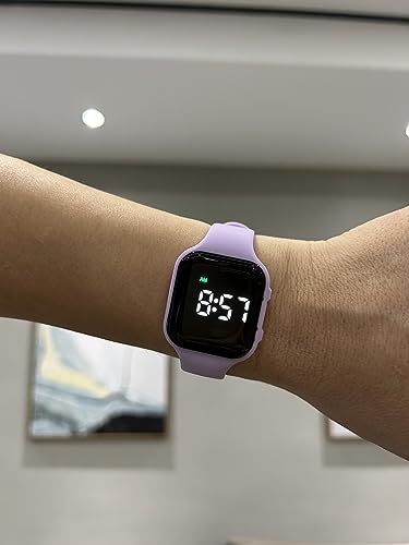 Vibrating Alarm Watch Rechargeable 15 Alarm Reminder Wristband Potty Training Watch with Lock Screen - color: Purple