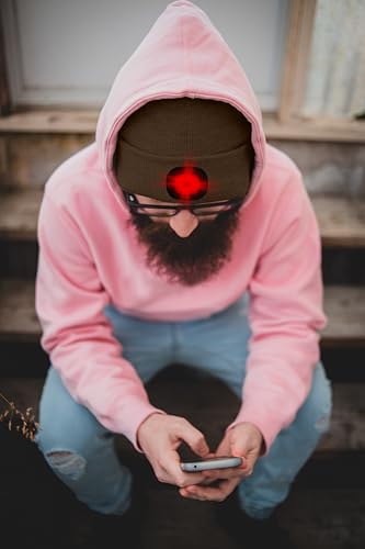 ATNKE LED Lighted Beanie Hat,USB Rechargeable 8 LED Red Glow Flashing Alarm Running Headlamp Cap Gifts for Men and Women - color: #Coffee